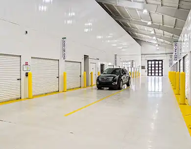 Interior view of EZ Storage facility and storage units at Detroit, MI location