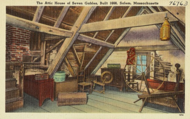 Image of "The Attic House of Seven Gables, Built 1668, Salem, Massachusetts"