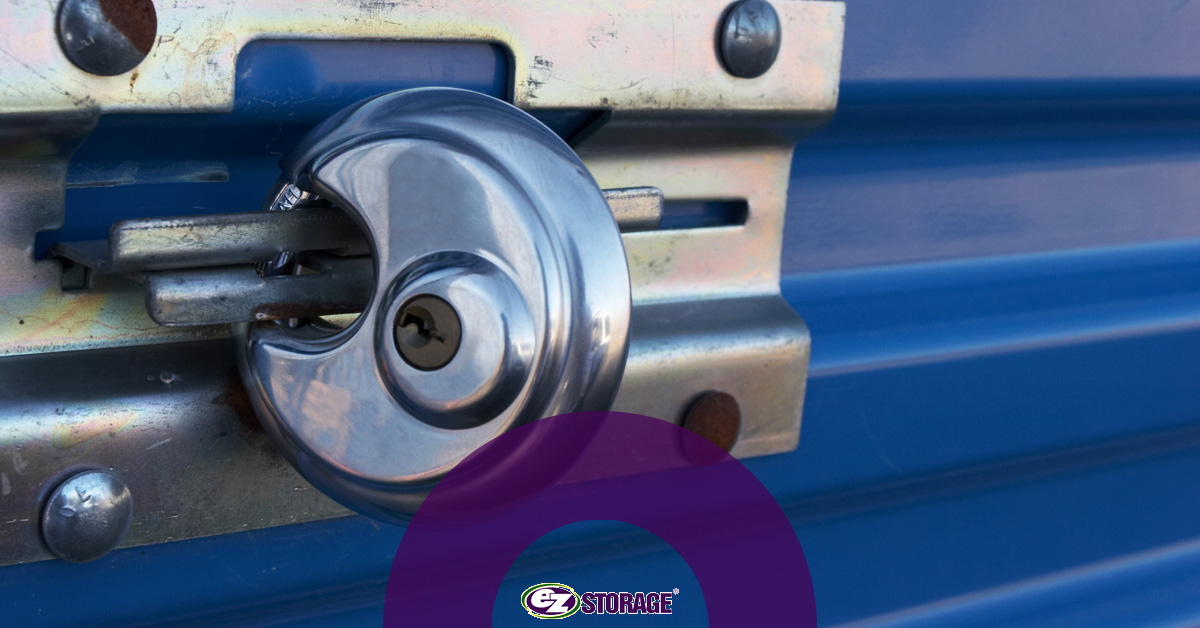 Close up of lock on a storage unit locker