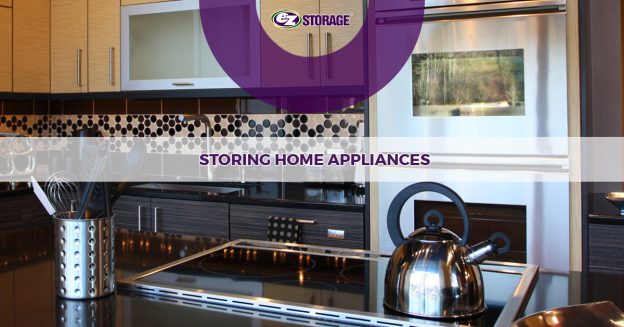 Furnished kitchen with text "storing home appliances"