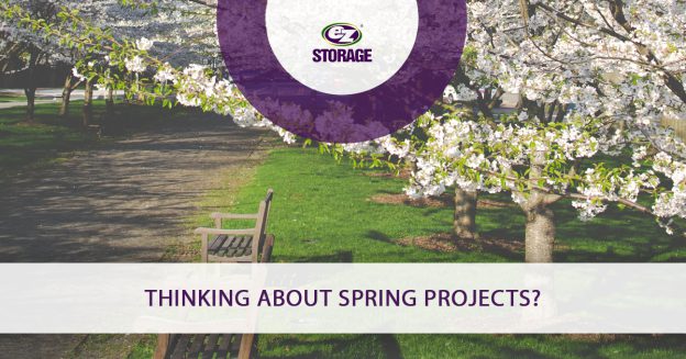 Benches in a part of a spring day and text "Thinking about spring projects?"