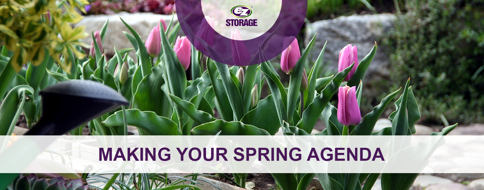 Flowers in a garden and text "Making your spring agenda"