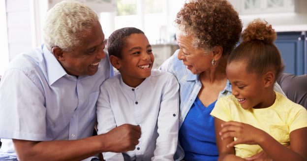 Black family, Two grandchilren with grandmother and grandfather