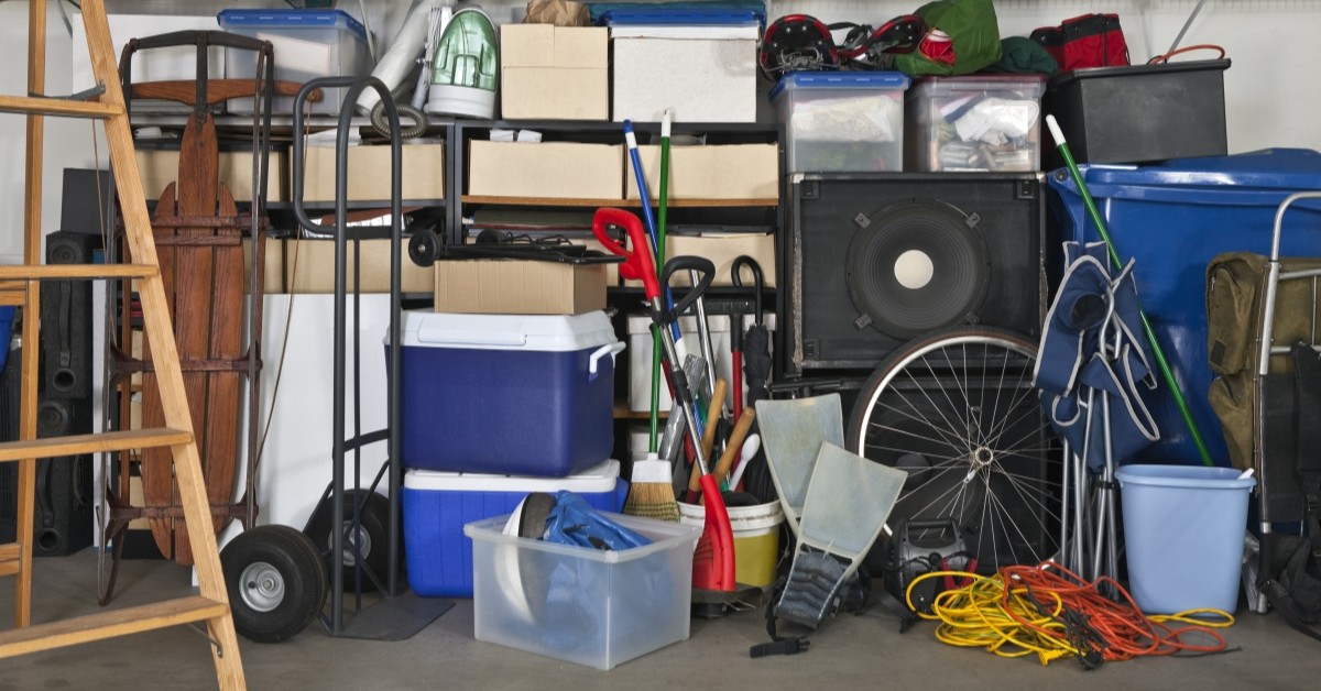 View of crowded garage space