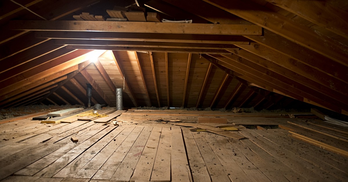 An empty attic space ready for storage