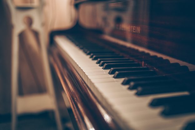 Closeup of piano keys