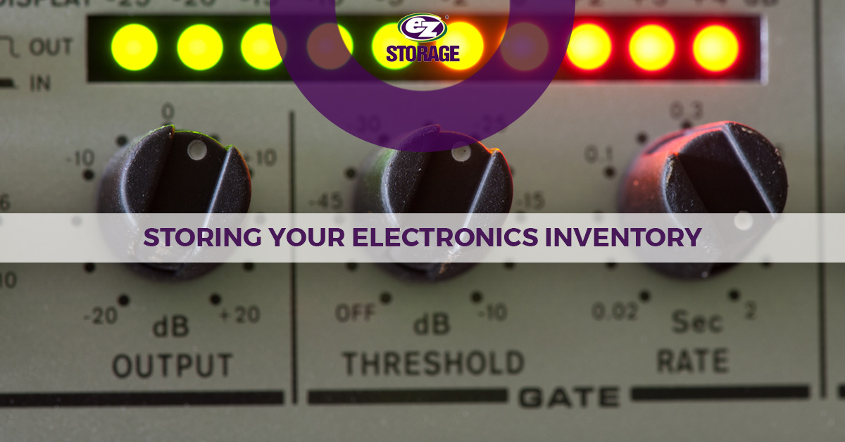 Electronics knobs with text "Storing Your Electronics Inventory"